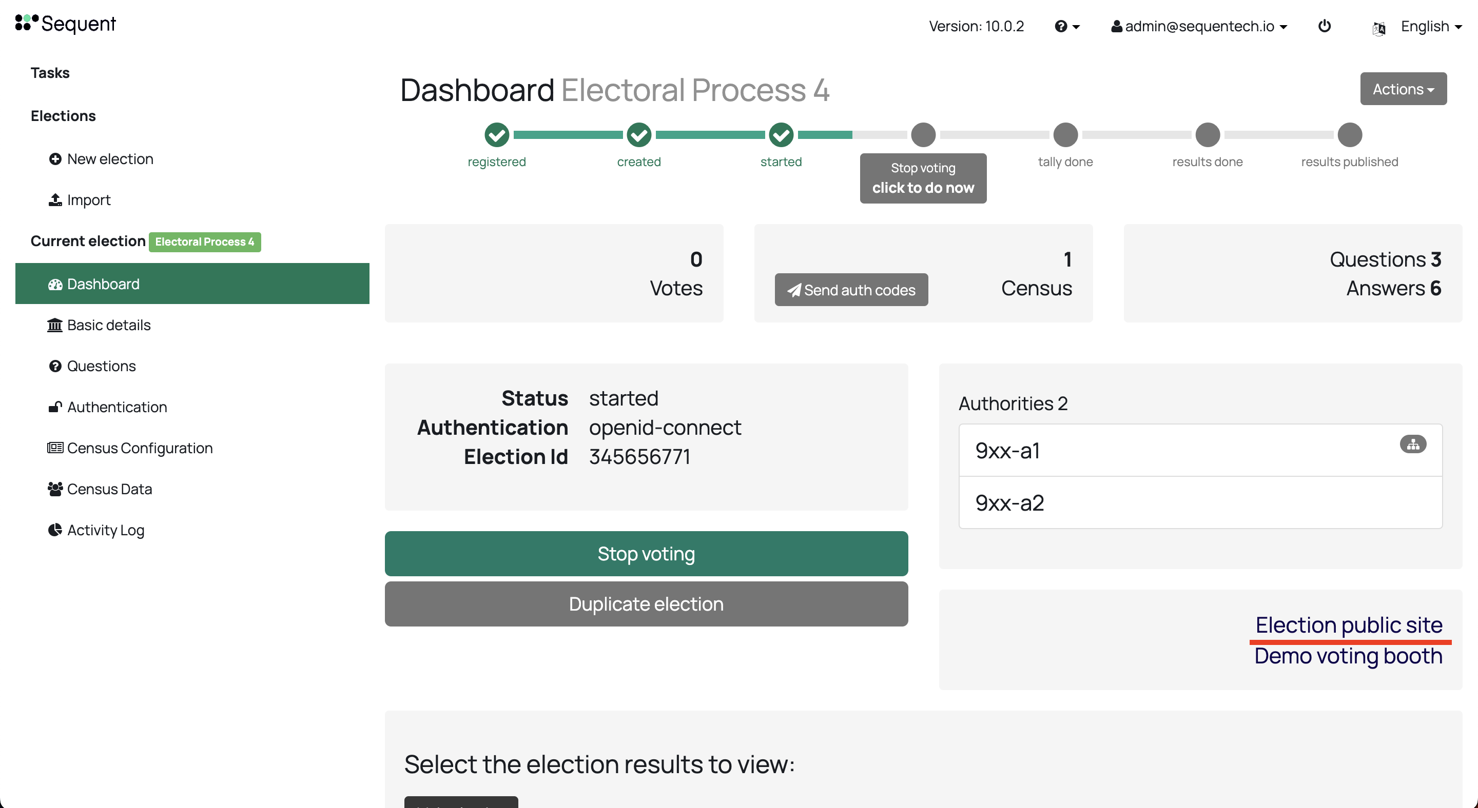 Election Public Site Link in Dashboard