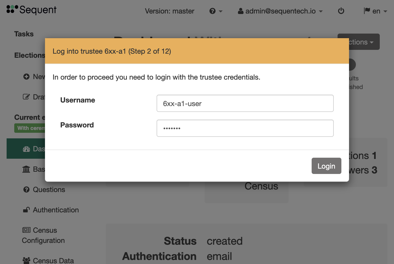 Keys Distribution Ceremony Login