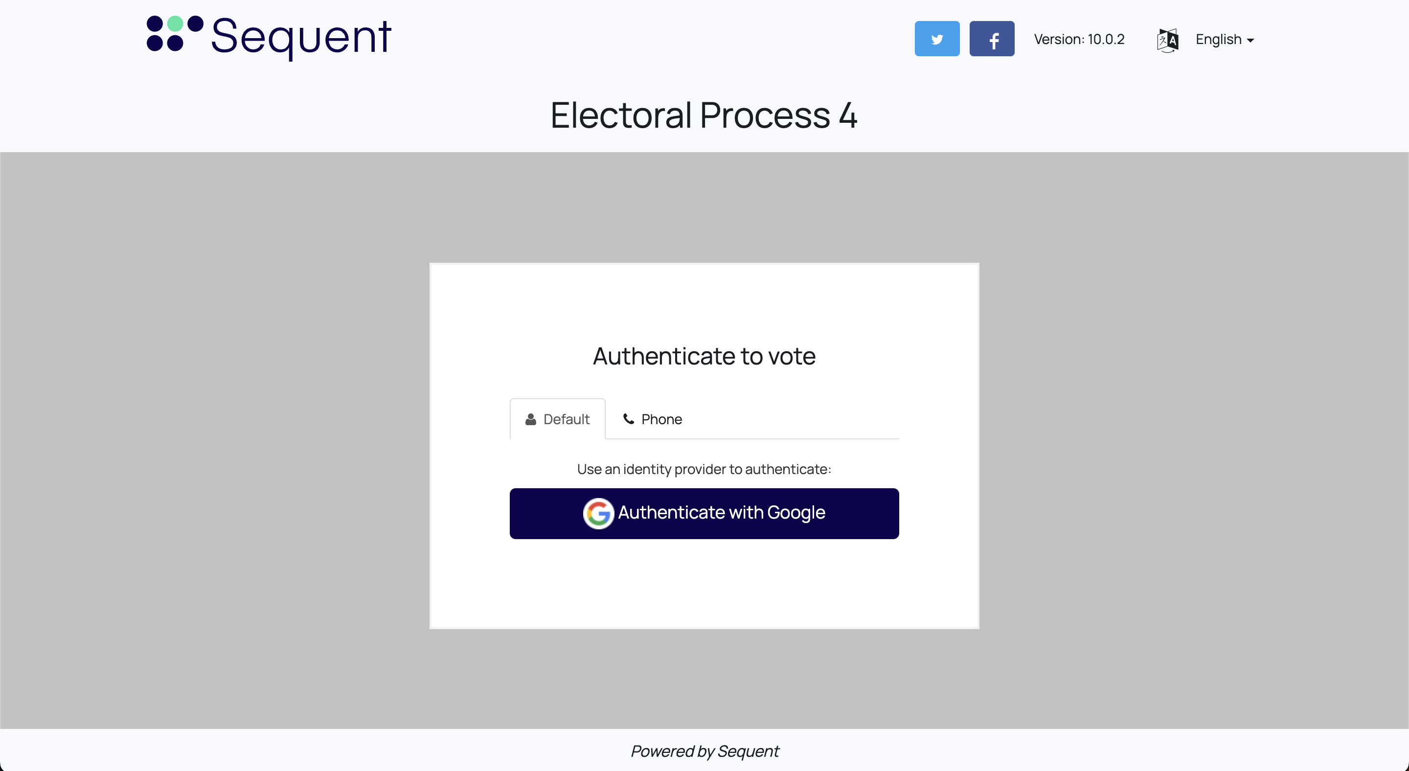 Voter Login screen