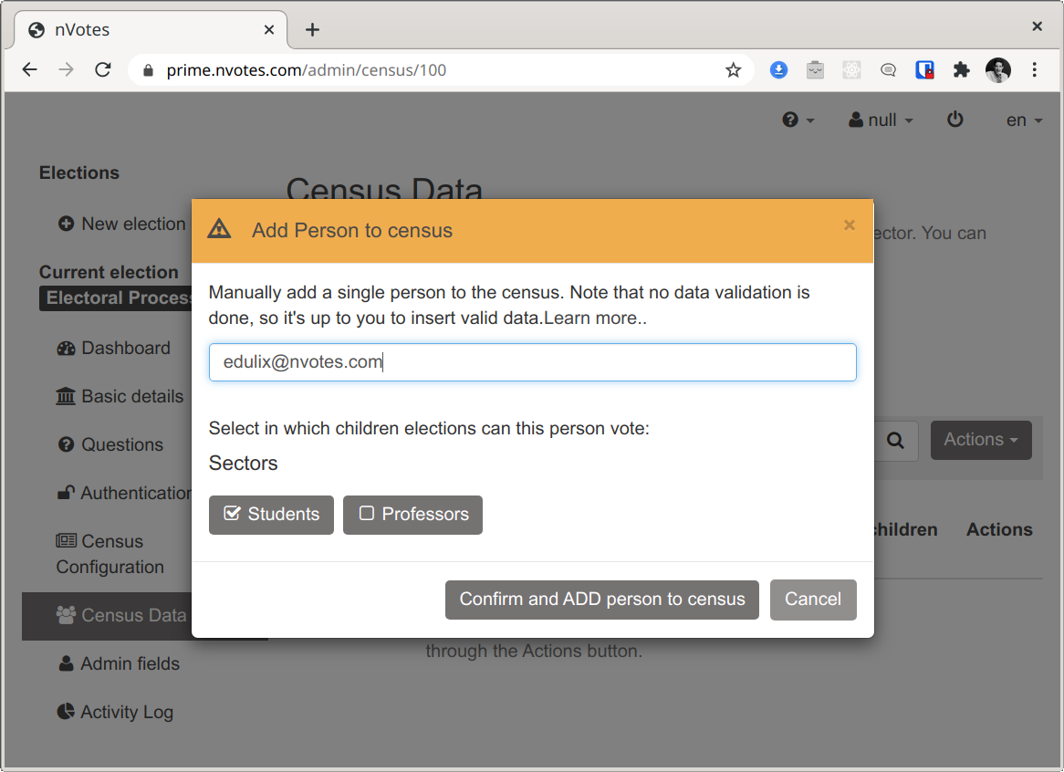 Add person to census example