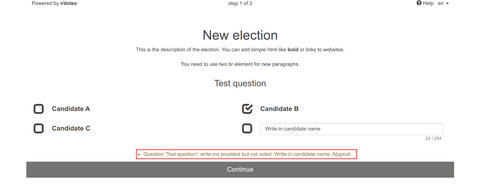 Write-ins atypical warning